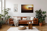 Sinus Art Wandbild 120x80cm Ruhiger Küstenstreifen im goldenen Abendlicht – meditativ, weit und beruhigend