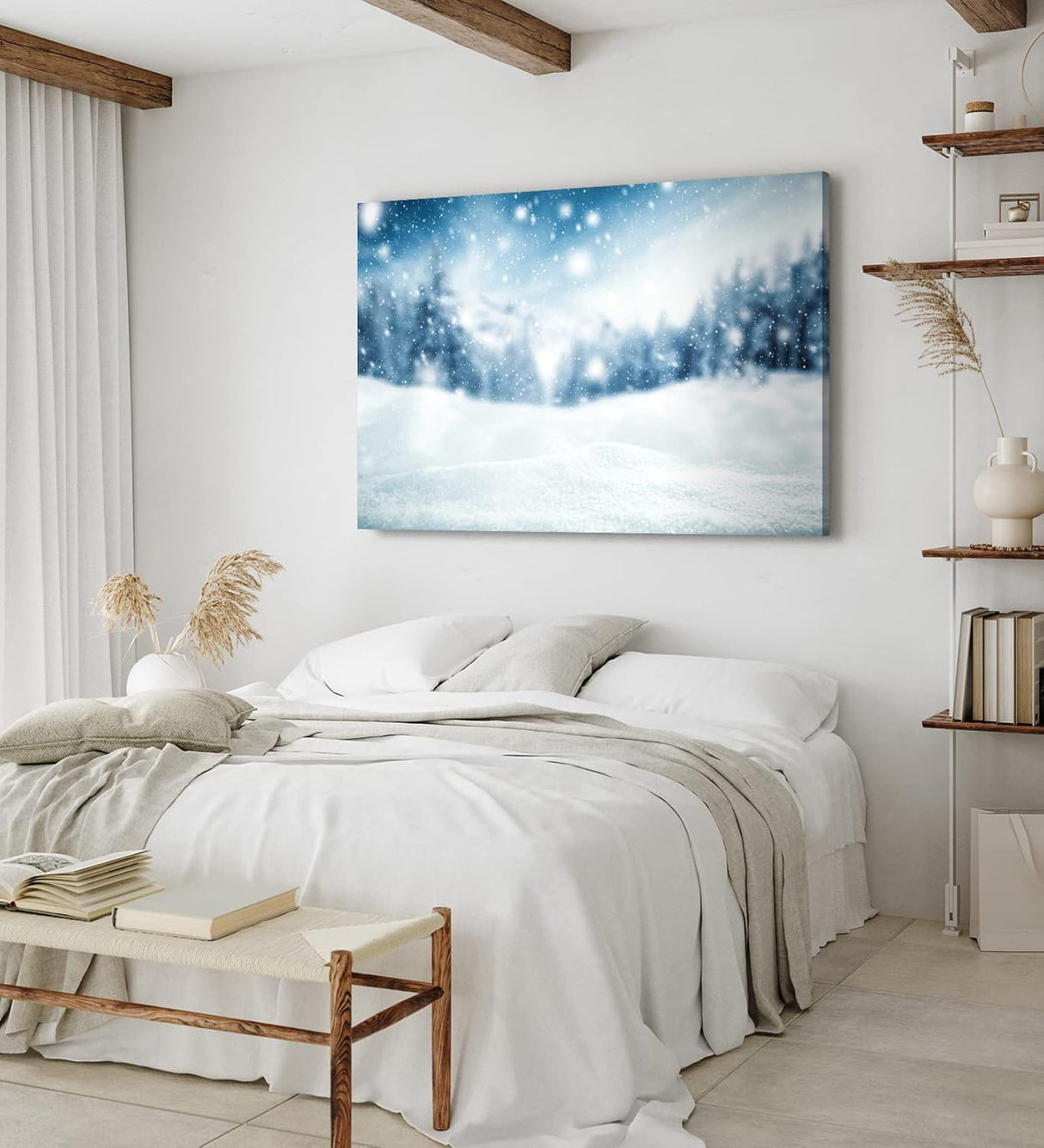 Paul Sinus Wandbild 120x80cm Schnee Winter Weiß Kunstvoll Schneeflocken