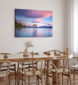 Paul Sinus Wandbild 120x80cm Einsamer Baum im See Berge Schneegipfel Natur