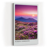 Paul Sinus Kunstdruck 40x60cm Purple Horizon – violette Berglandschaft mit Blumen im Sonnenuntergang