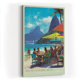Paul Sinus Wandbild in 40x60cm Rio de Janeiro Strandansicht mit Zuckerhut, Sonnenschirmen und lebendiger Café-Szene in sommerlicher Farbigkeit