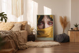 Paul Sinus Wandbild in 40x60cm Eyes of Jade – Intensiver Blick mit grünen Augen und gelbem Tuch