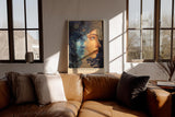 Paul Sinus Wandbild in 40x60cm Fractured Eternity abstraktes Porträt zweier Gesichter in Blauund Hauttönen mit kosmischen Elementen