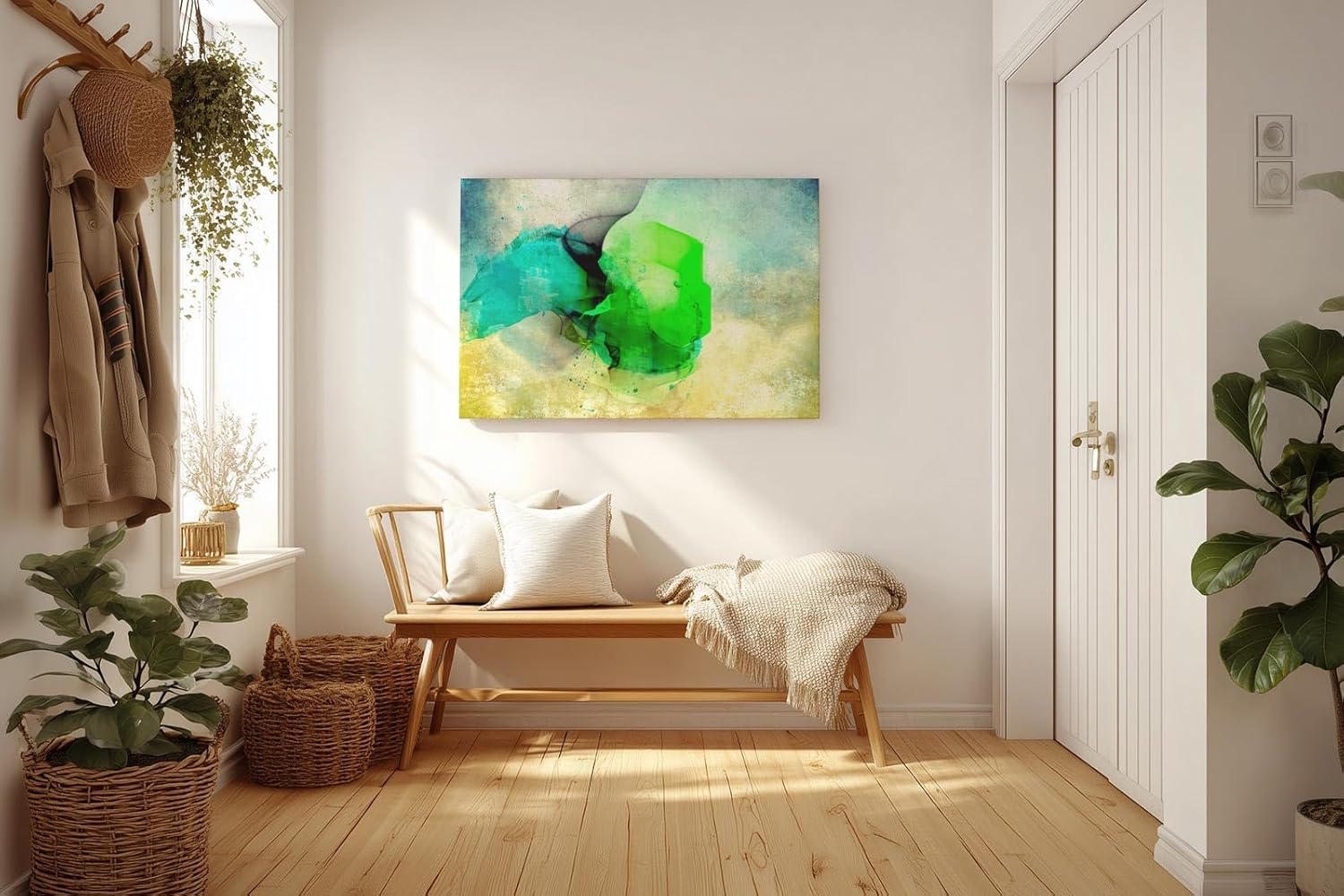 Sinus Art Wandbild 120x80cm Leuchtendes Grün und Türkis schaffen ein Gefühl von Naturverbundenheit und Frische