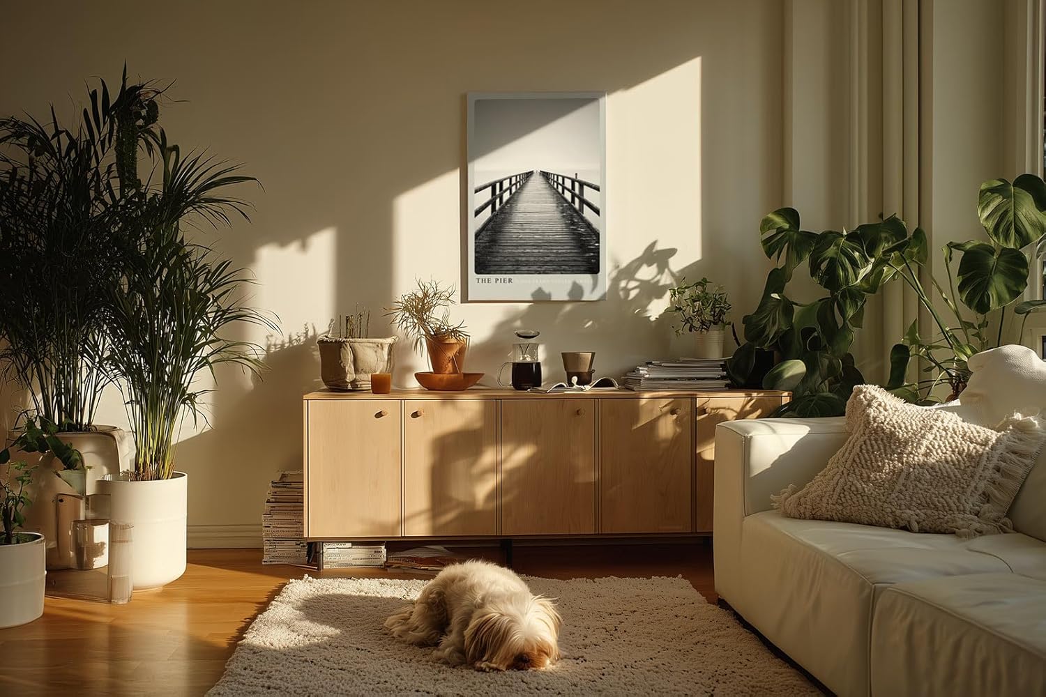 Paul Sinus Kunstdruck 40x60cm Pier Steg Schwarzweiß Minimalismus Fotografie Meer Horizont