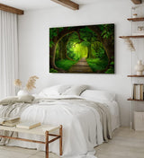Paul Sinus Wandbild 120x80cm Grüner Wald Märchenhaft Bäume Holzweg Märchenwald