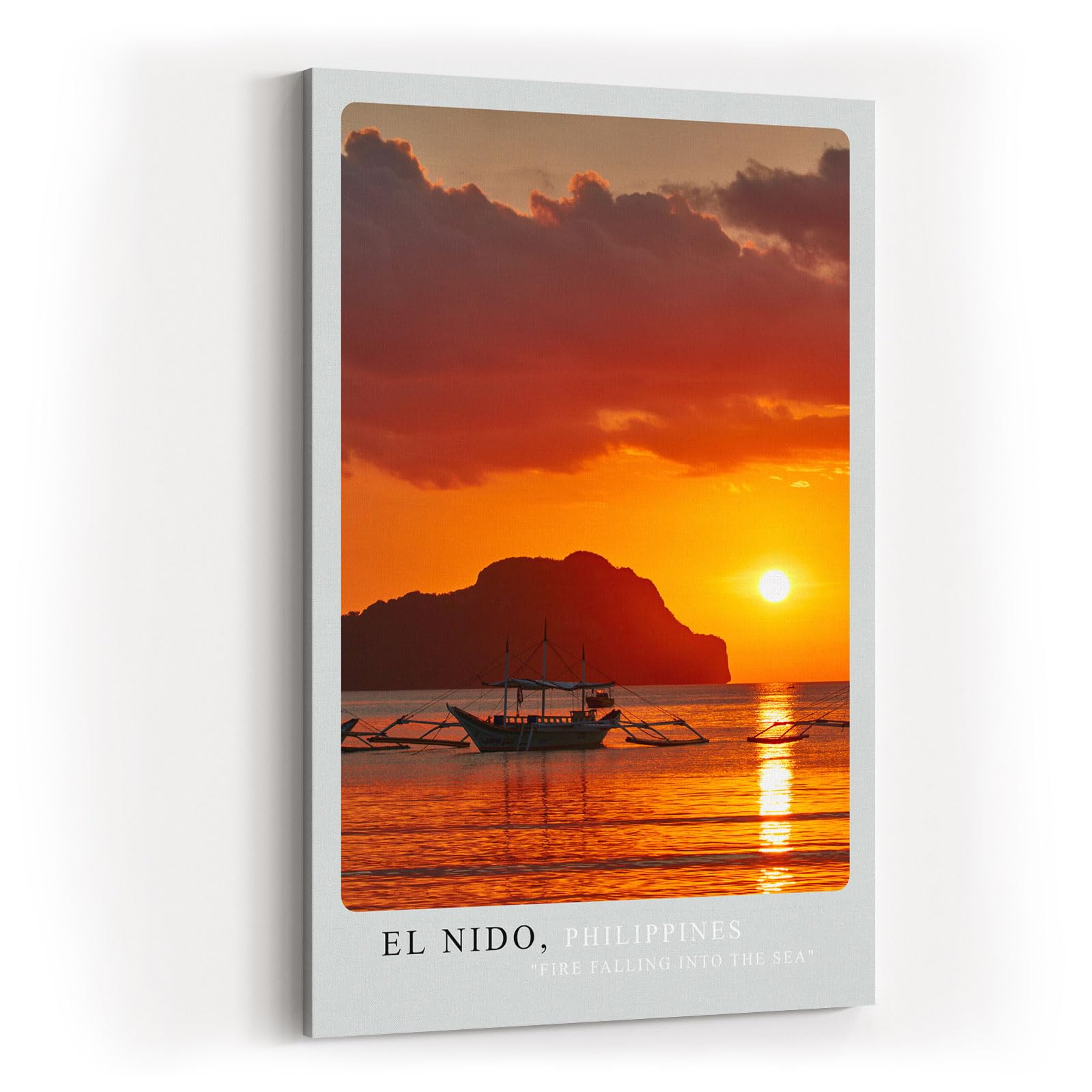 Paul Sinus Kunstdruck 40x60cm El Nido Sonnenuntergang – Feuer am Horizont über dem Meer der Philippinen