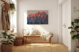 Sinus Art Wandbild 120x80cm Spektakuläre Felsformationen der Dolomiten im rötlichen Licht der untergehenden Sonne