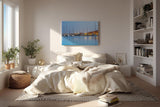 Sinus Art Wandbild 120x80cm Mediterraner Jachthafen bei Abendstimmung – reflektierend, maritim und entspannend