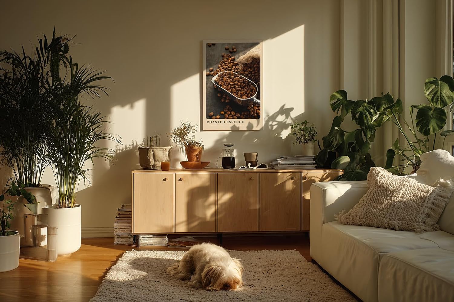 Paul Sinus Kunstdruck 40x60cm geröstete Kaffeebohnen auf Metallkelle in rustikaler Szene – Duftvoller Start in den Tag