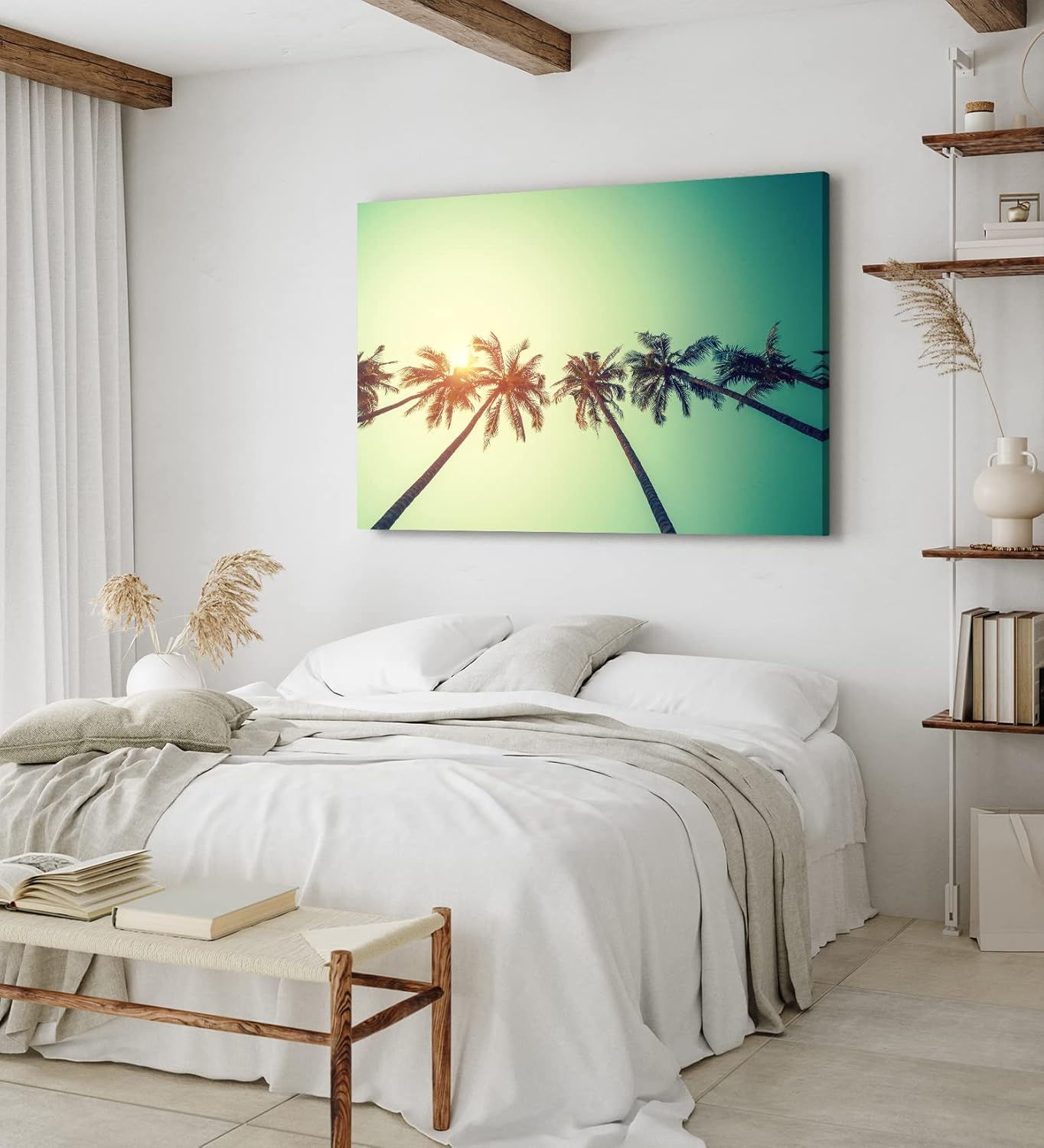 Wandbild 120x80cm Palmen Süden Sonnenschein Sommer Himmel Kunstvoll