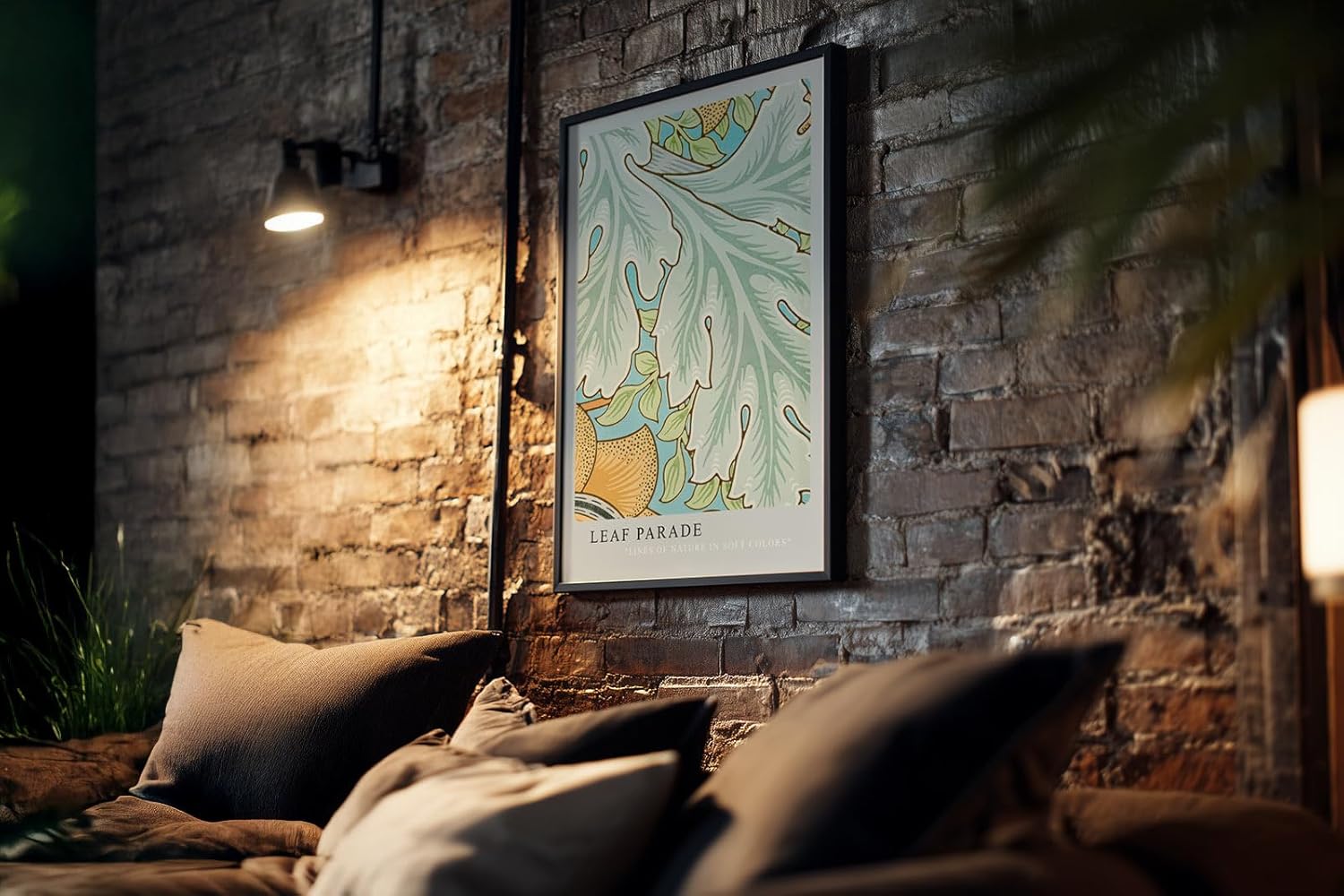 Paul Sinus Kunstdruck 40x60cm Leaf Parade zarte Blattformen in Pastelltönen auf stilvoller Leinwand
