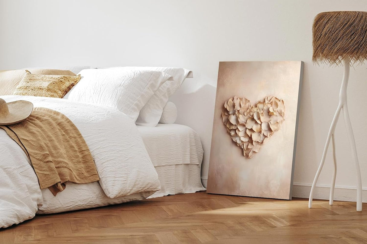 Paul Sinus 60x90cm Wandbild Herz aus Rosenblättern – Romantische Wandpoesie mit natürlicher Blume