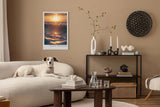 Paul Sinus Leinwandbild 80x120cm Meeresrauschen im Sonnenlicht – Faszinierende Wellen mit goldener Spiegelung und romantischer Abendstimmung