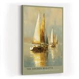 Paul Sinus Wandbild in 40x60cm The Golden Regatta – Segelboote im warmen Licht auf ruhigem Wasser