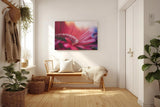 Sinus Art Wandbild 120x80cm Künstlerische Darstellung einer roten Blüte mit Lichtakzenten und unscharfen Strukturen