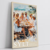 Paul Sinus Leinwandbild 60x90cm Leinwandbild Sommerliches Strandvergnügen auf Sylt – Elegante Gesellschaft, Genuss am Meer, maritimes Flair