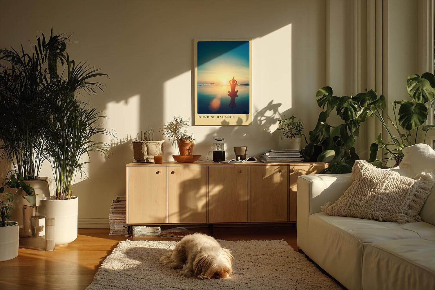 Paul Sinus Kunstdruck 40x60cm Sunrise Balance Yoga Meer Sonnenaufgang Meditation Ruhe Silhouette