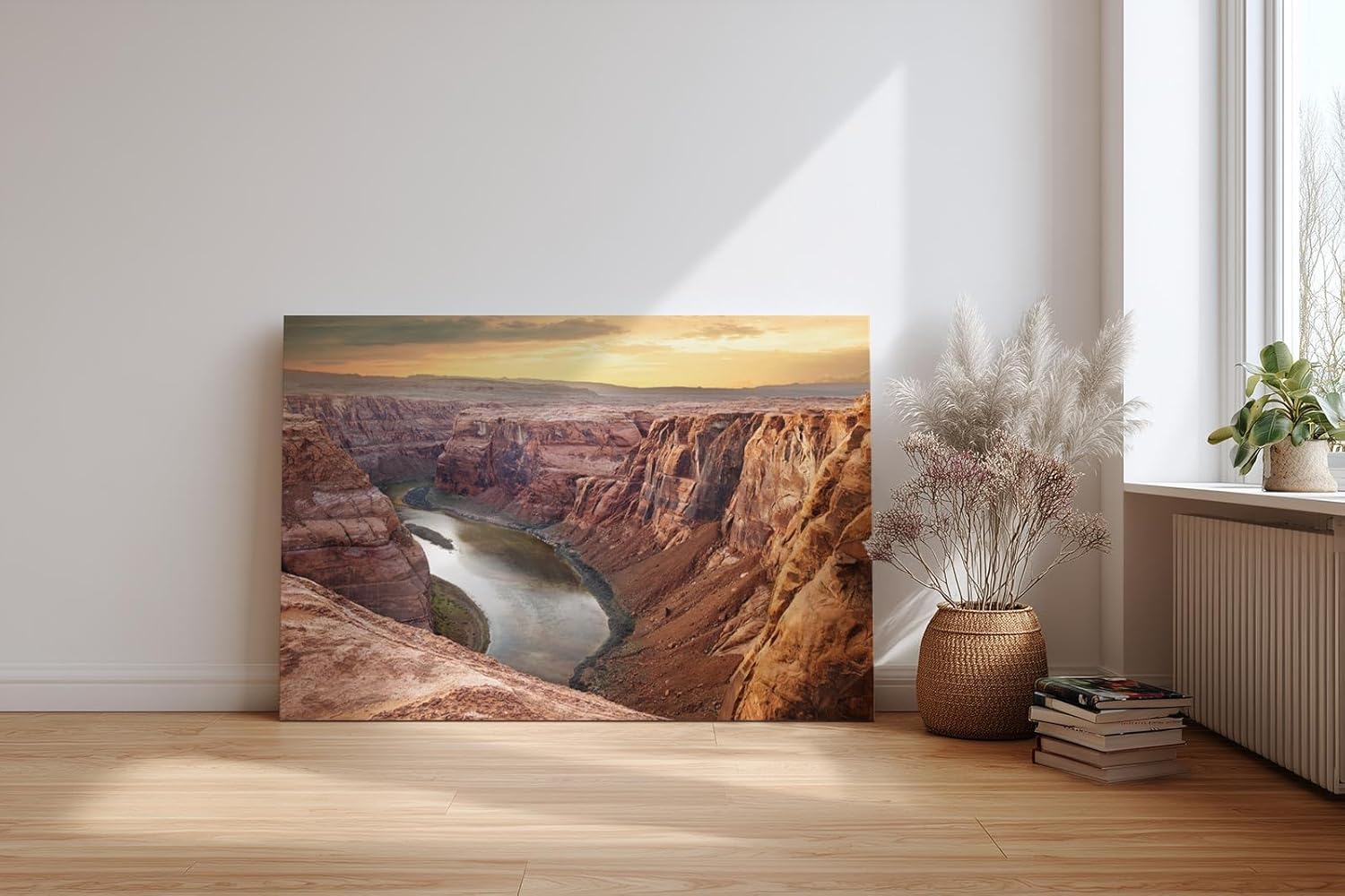 Sinus Art Wandbild 120x80cm Weite Felsformationen und Flussverlauf in harmonischer Farbgebung
