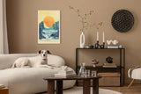 Paul Sinus Leinwandbild 60x90cm Leinwandbild Sonnenuntergangswellen – Eindrucksvolle Landschaft mit leuchtender Sonne und aufgewühltem Meer