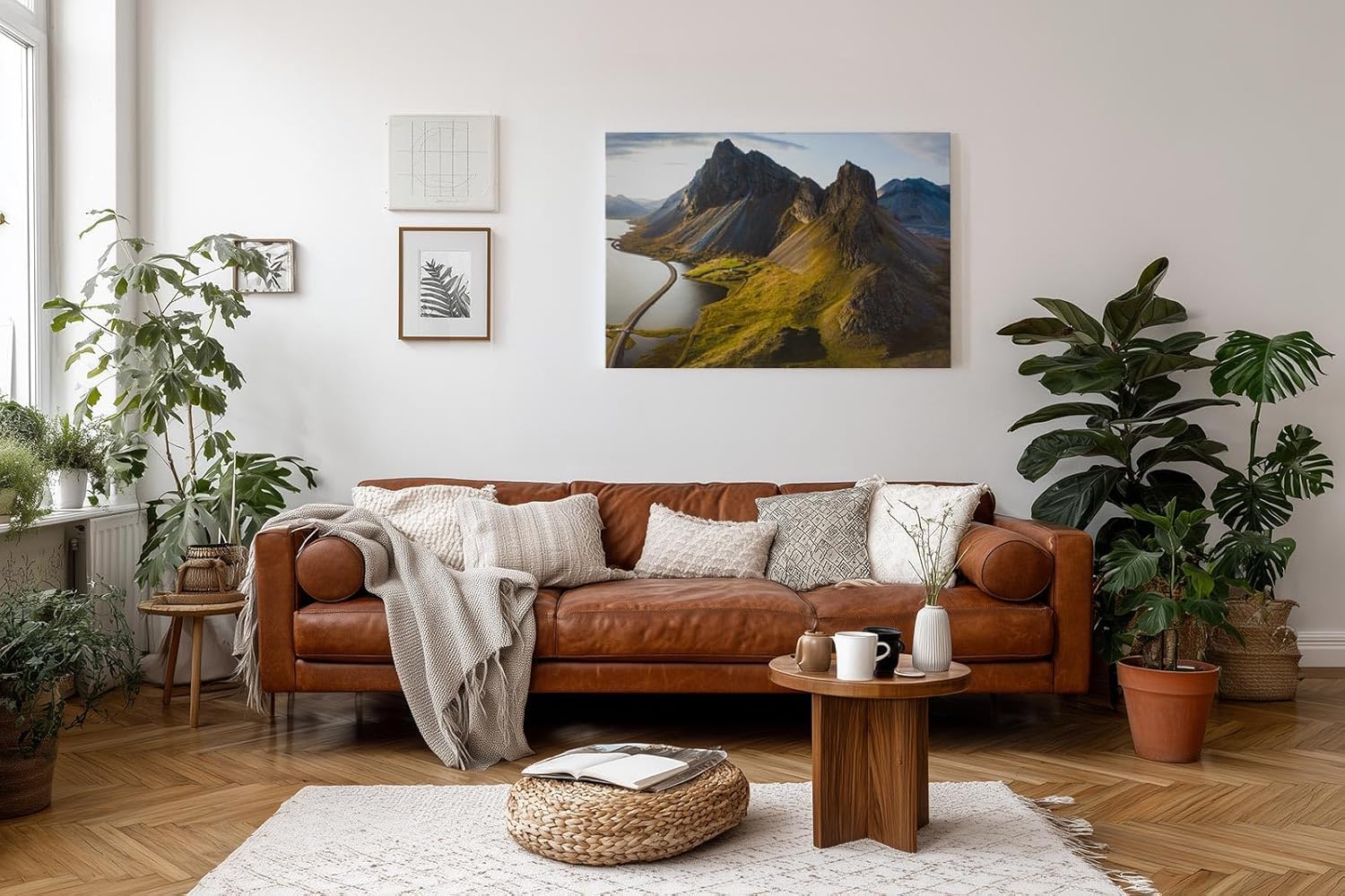 Sinus Art Wandbild 120x80cm Faszinierendes Bergmassiv an der Küste mit einzigartiger Topografie für starke Raumwirkung