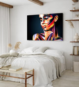 Wandbild 120x80cm Porträt einer jungen Frau Make Up Farbenfroh Kunstvoll