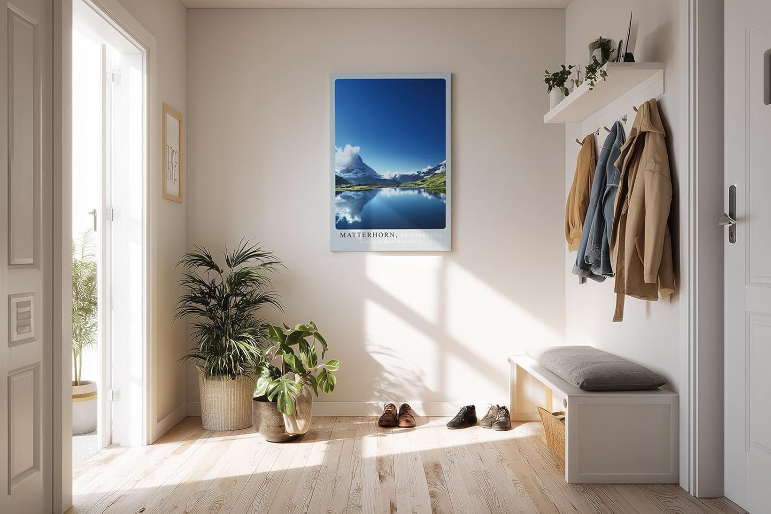 Paul Sinus Kunstdruck 40x60cm Matterhorn – Schweizer Berglandschaft mit Spiegelung im klaren Bergsee