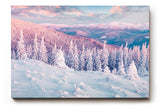 Sinus Art Wandbild 120x80cm Pastellfarbene Winterlandschaft mit verschneiten Bäumen und stiller Weite