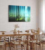 Paul Sinus Wandbild 120x80cm Wald Bäume See Wasserwald Kunstvoll Sonnenlicht Blau