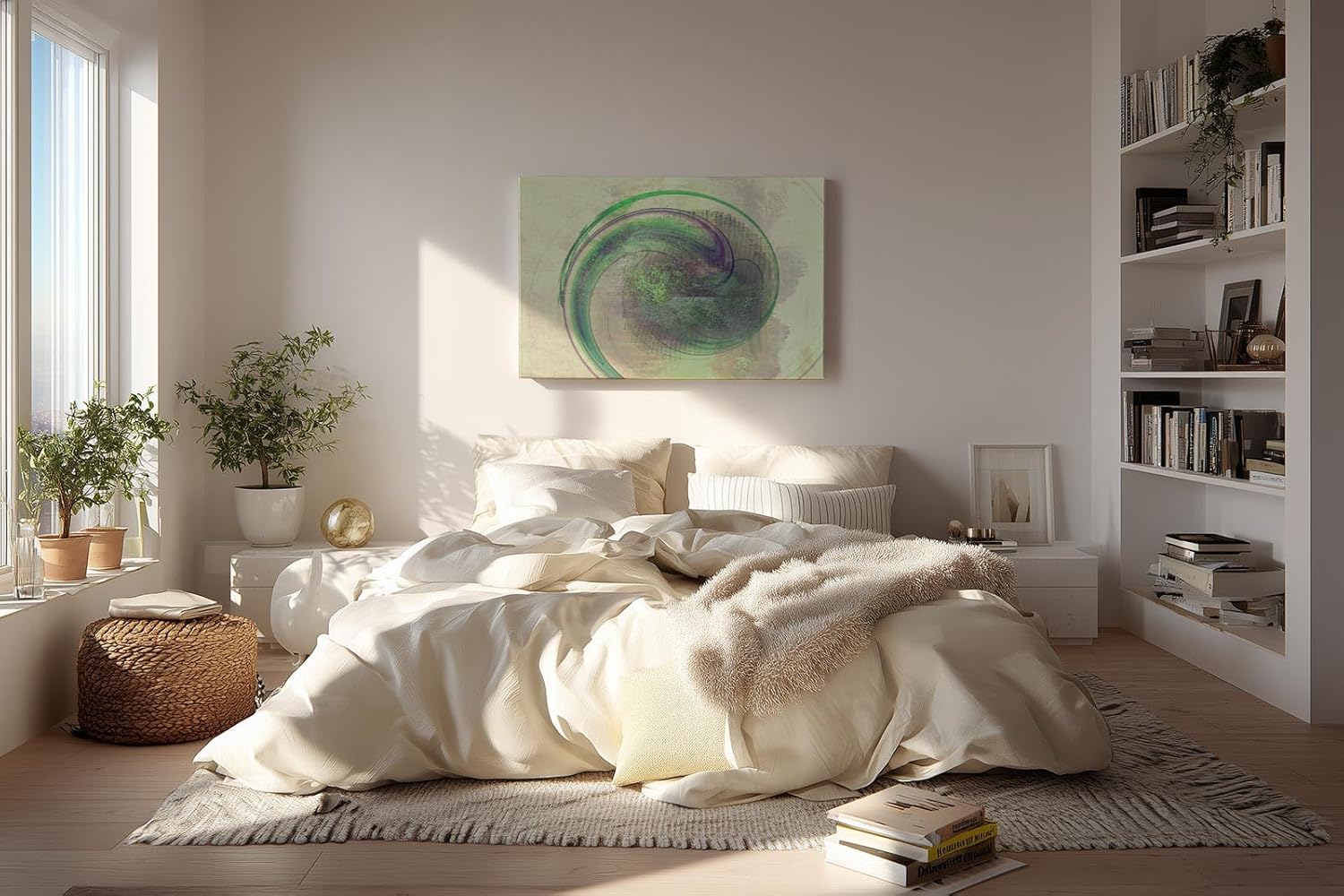 Sinus Art Wandbild 120x80cm Die grüne Spiralform wirkt beruhigend und gibt dem Raum eine organische Struktur