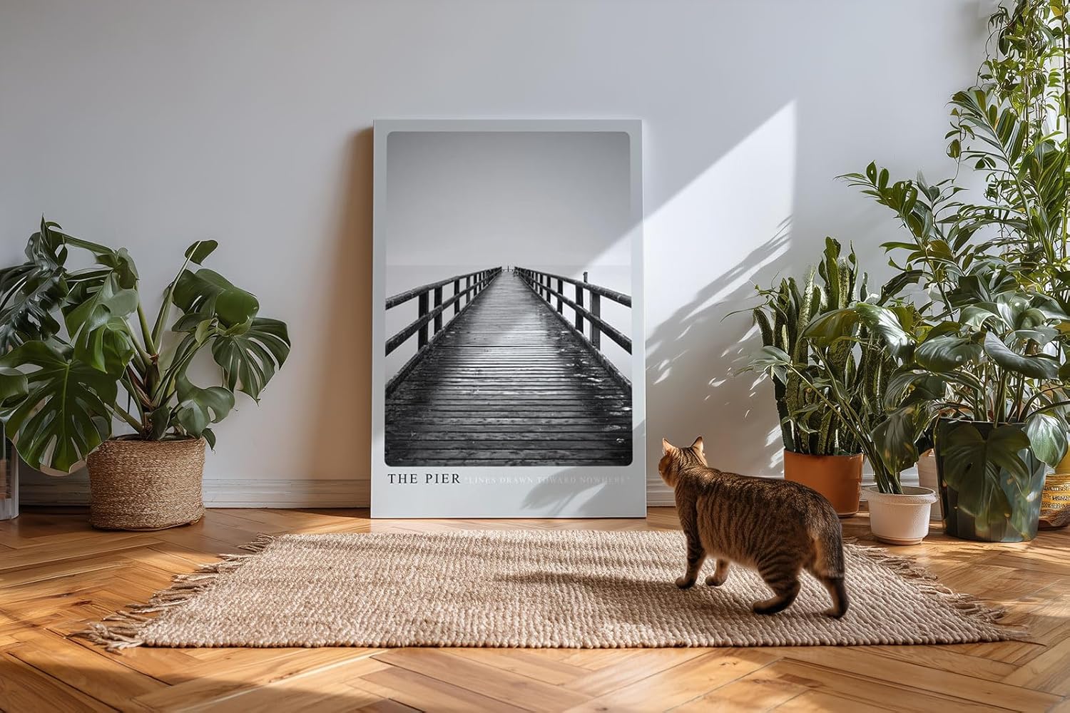 Paul Sinus Kunstdruck 40x60cm Pier Steg Schwarzweiß Minimalismus Fotografie Meer Horizont