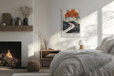 Paul Sinus Leinwandbild 40x60cm The Road Ahead Leinwandbild minimalistisches Landschaftsbild mit Figur im roten Mantel faszinierende Symbolik