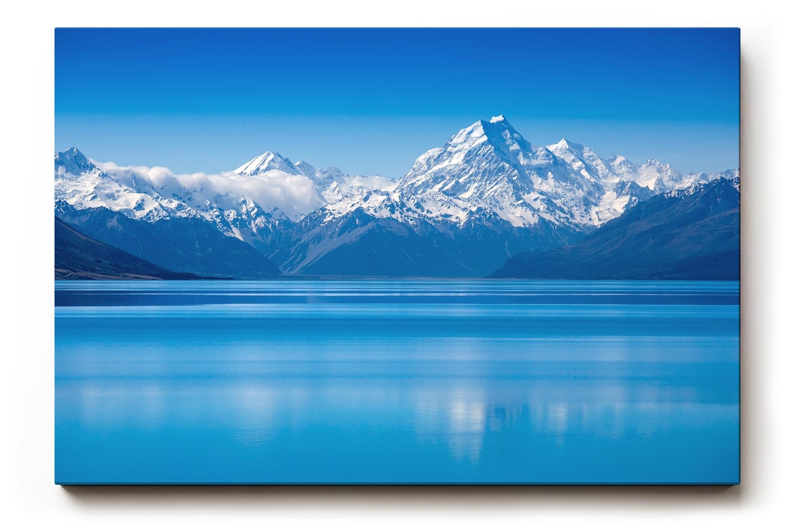 Sinus Art Wandbild 120x80cm Stimmungsvolle Alpenlandschaft mit ruhiger Wasserfläche und majestätischen Gipfeln