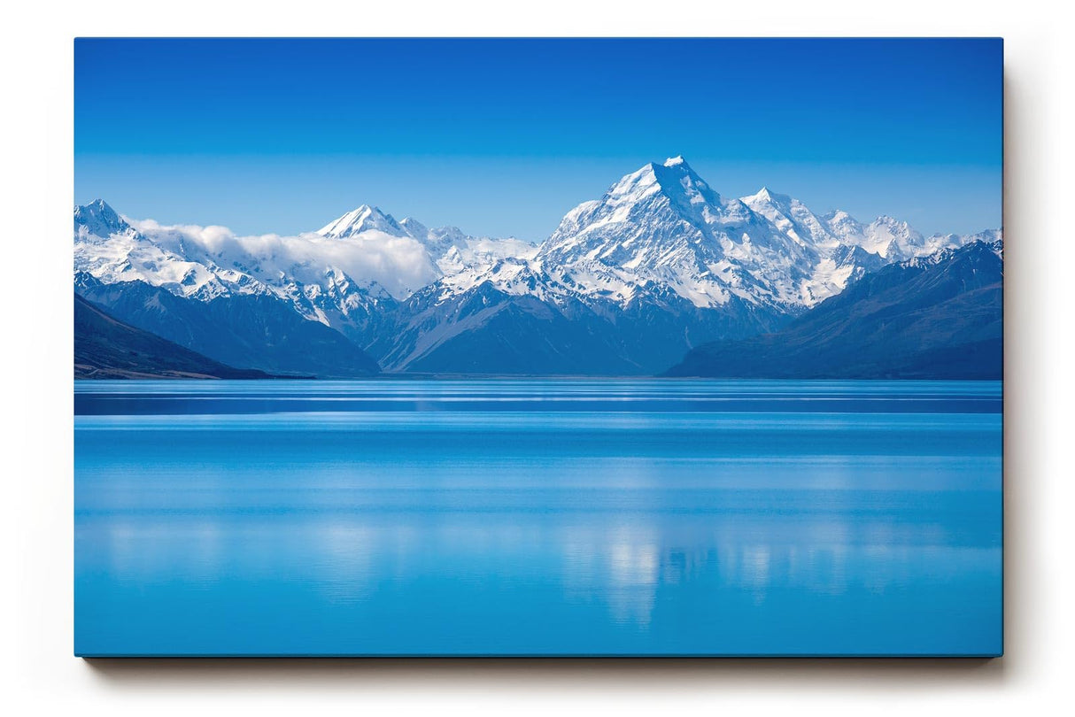 Sinus Art Wandbild 120x80cm Stimmungsvolle Alpenlandschaft mit ruhiger Wasserfläche und majestätischen Gipfeln
