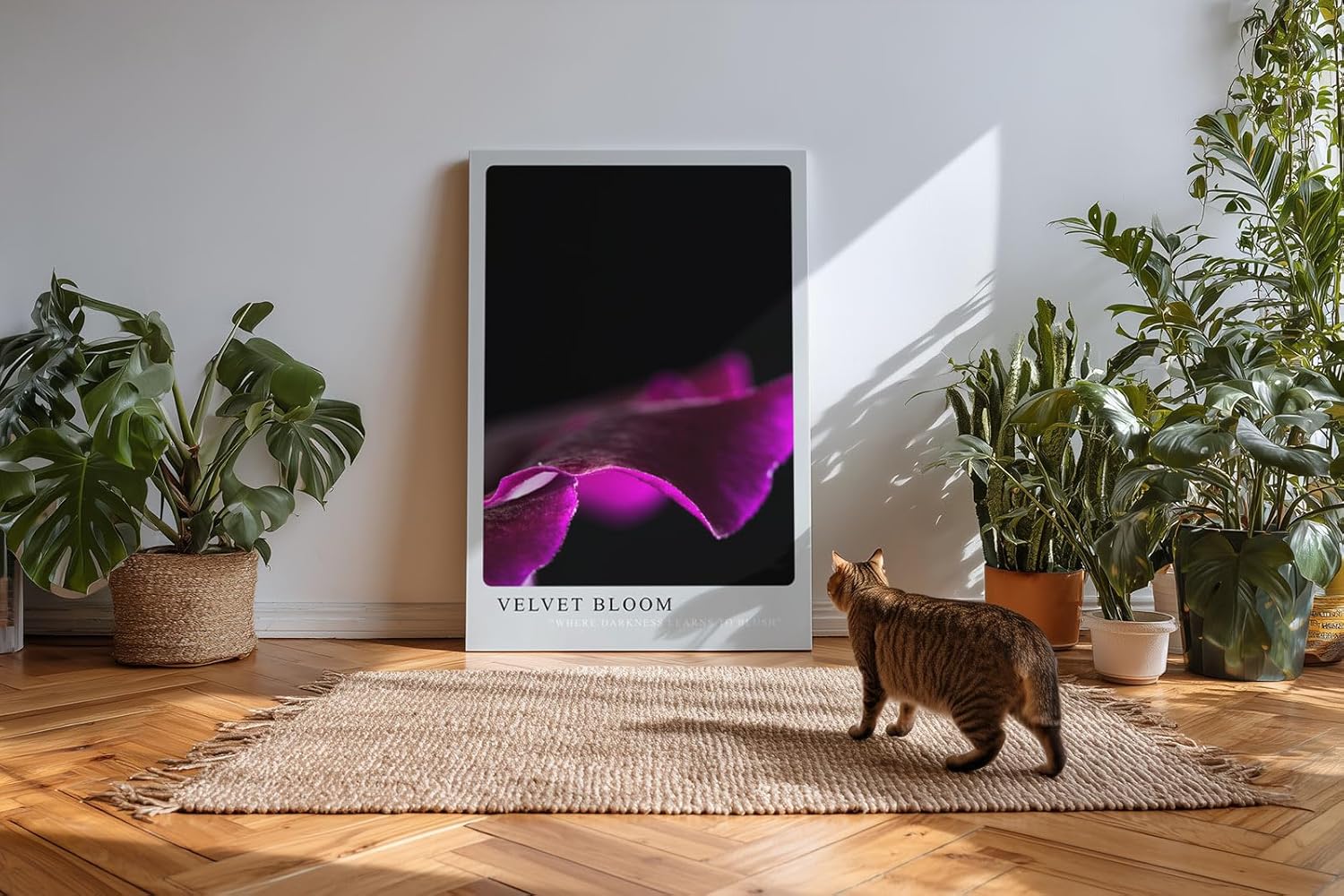 Paul Sinus Kunstdruck 40x60cm Velvet Bloom – samtige Blütenform in dunklem Violett auf Schwarz