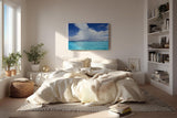 Sinus Art Wandbild 120x80cm Weitläufiger Horizont mit türkisfarbenem Wasser und dramatischer Wolkenbildung
