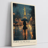 Paul Sinus Leinwandbild 60x90cm Paris im Regen – Romantische Stadtansicht mit Eiffelturm, leuchtenden Lichtern und geheimnisvoller Silhouette