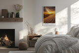 Paul Sinus Leinwandbild 60x90cm Leinwandbild Sahara Wüste Sonnenuntergang Dünen Landschaft Natur goldene Farben endlose Weite Fernweh Magie Atmosphäre