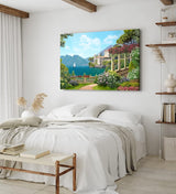 Paul Sinus Wandbild 120x80cm Gardasee Italien Kunstvoll Berge Villa Garten Blumen