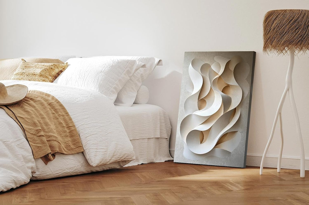 Paul Sinus 60x90cm Wandbild, Atemberaubende Bewegung in Fokuskurven – abstrakte 3D-Wellen in zarten Naturtönen