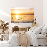 Paul Sinus Wandbild 120x80cm Meer Sonnenuntergang Möwen Horizont Himmel