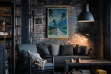 Paul Sinus Wandbild in 40x60cm The Palm Road mit malerischen Palmen und blauem Gebirgsblick in endloser Tiefe für stilvolle Raumgestaltung