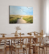 Paul Sinus Wandbild 120x80cm Ostsee Strand Sand Meer Entenflug Horizont