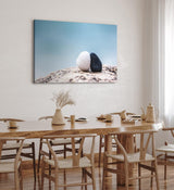 Paul Sinus Wandbild 120x80cm Schwarzer und weißer Stein Kunstvoll Strandsteine