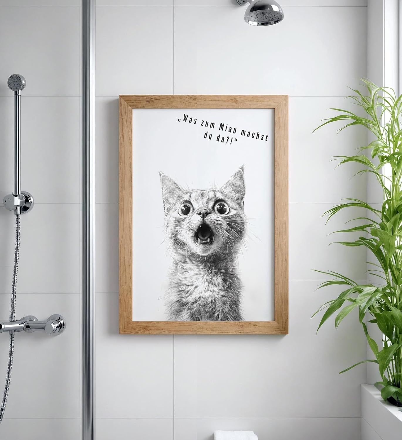 Paul Sinus Poster/Leinwandbild/Rahmenoption Lustiges Katzenbild – Freche Klo-Deko fürs Gäste-WC – Perfekt für Humorvolle