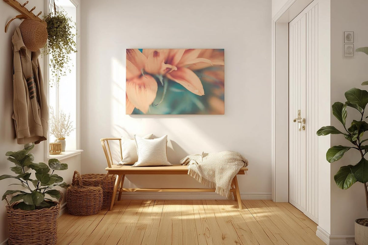 Sinus Art Wandbild 120x80cm Weichgezeichnete Nahaufnahme einer pastellfarbenen Blüte mit romantischer Stimmung