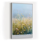 Paul Sinus Wandbild in 40x60cm The Quiet Field Sanfte Wildblumenwiese in Pastellfarben unter klarem Himmel für ruhige und harmonische Raumakzente