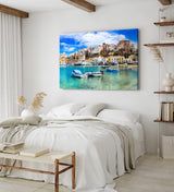 Paul Sinus Wandbild 120x80cm Italienisches Küstendorf Häuser Hafen Boote Mittelmeer