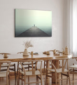 Paul Sinus Wandbild 120x80cm Meer Holzsteg Businessman Regenschirm Grau Regen