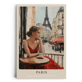 Paul Sinus Leinwandbild 80x120cm Leinwandbild Paris romantische Kunst stilvolle Eleganz Eiffelturm Café Szene urbane Ästhetik französischer Charme